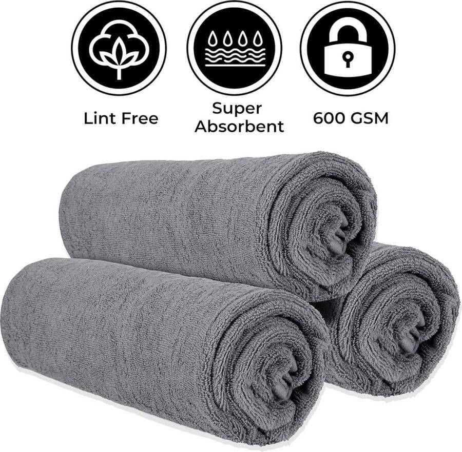 Extra grote badhanddoeken van 600 g m² gemaakt van 100% natuurlijk katoen 70 x 140 cm grijze badhanddoeken zeer absorberende en sneldrogend grijs
