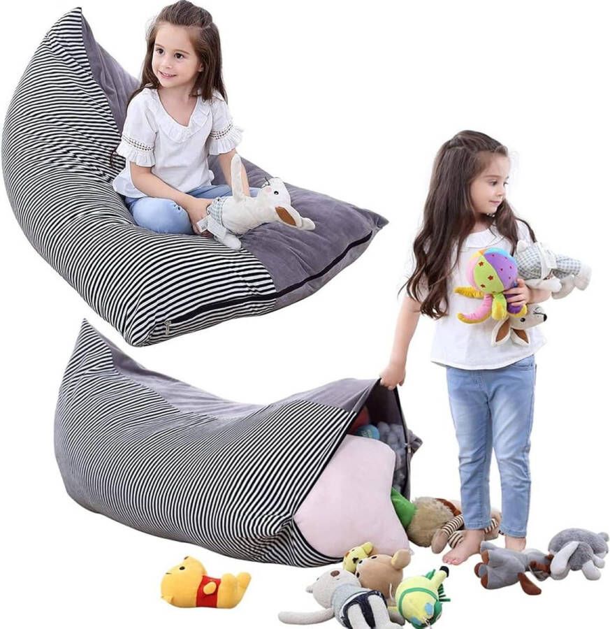Extra Grote Opvouwbare Knuffeldier Zitzak Stoel voor Kinderen Speelgoed Organizer Stuffie Seat Vloer Pouch Sofa