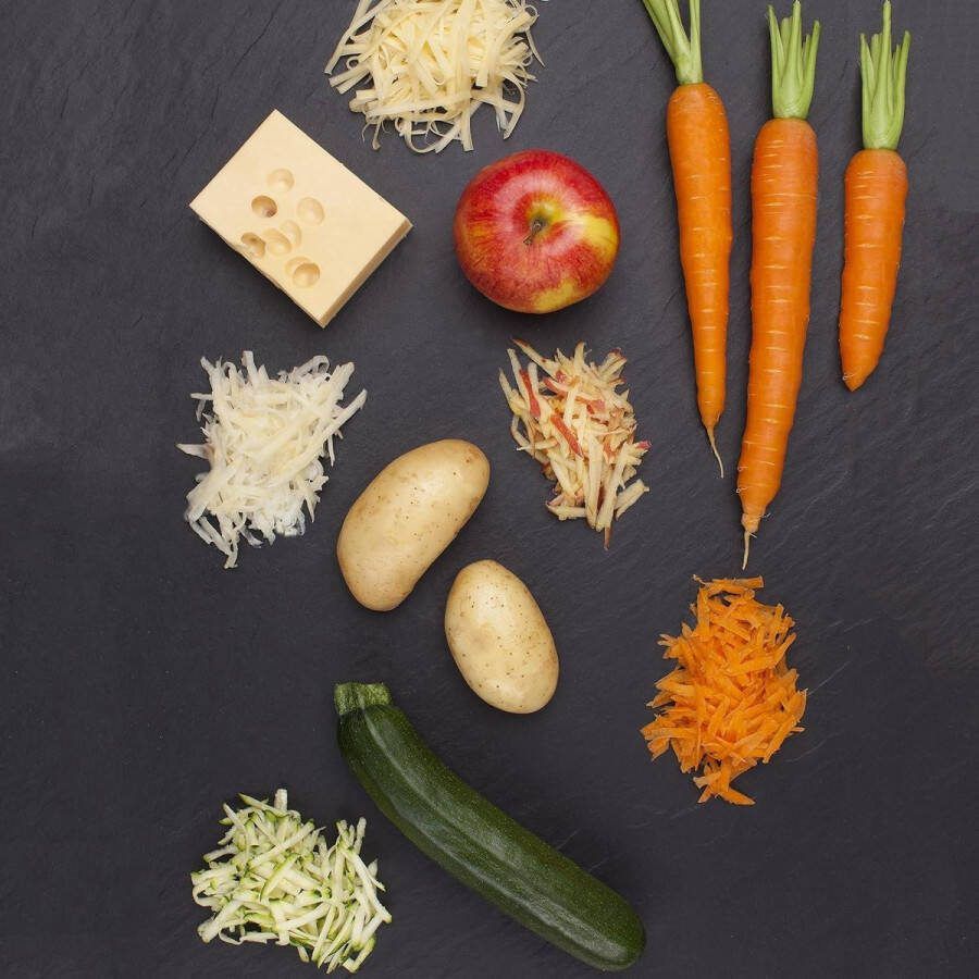 Extra grove keukenrasp voor aardappel-courgette-wortel-appel-kool-kaas Rood Roestvrij staal