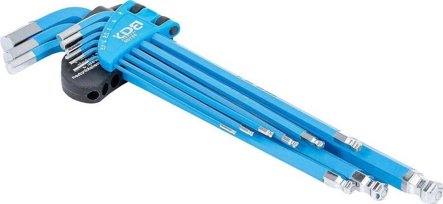 Extra lange inbussleutelset met kogelkop 15-10 mm 9-delig