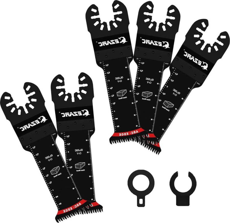 Extra lange reikboogrand CRV multitool messen 5 stuks Japanse tand oscillerende zaagbladen voor hout en kunststof universele snelsluiting oscillating gereedschapsmessen kits