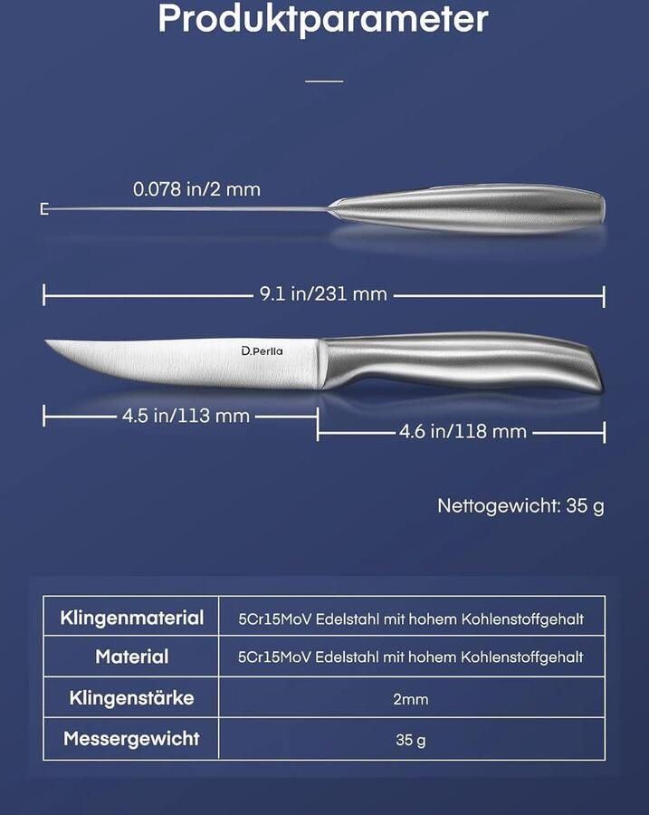 Extra Scherp Steakmes Professoniel Steakmes Recht Lemmet Roestvrij Staal 231CM