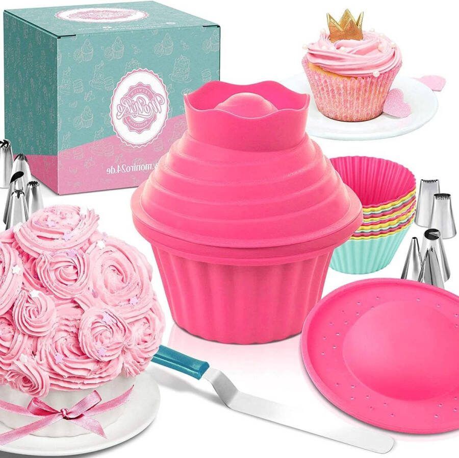 Extra XXL Grote Cupcake Bakvorm 30-delige Bakset met Spuitmonden en Spuitzak Siliconen Muffinvorm voor Taarten en Decoratie