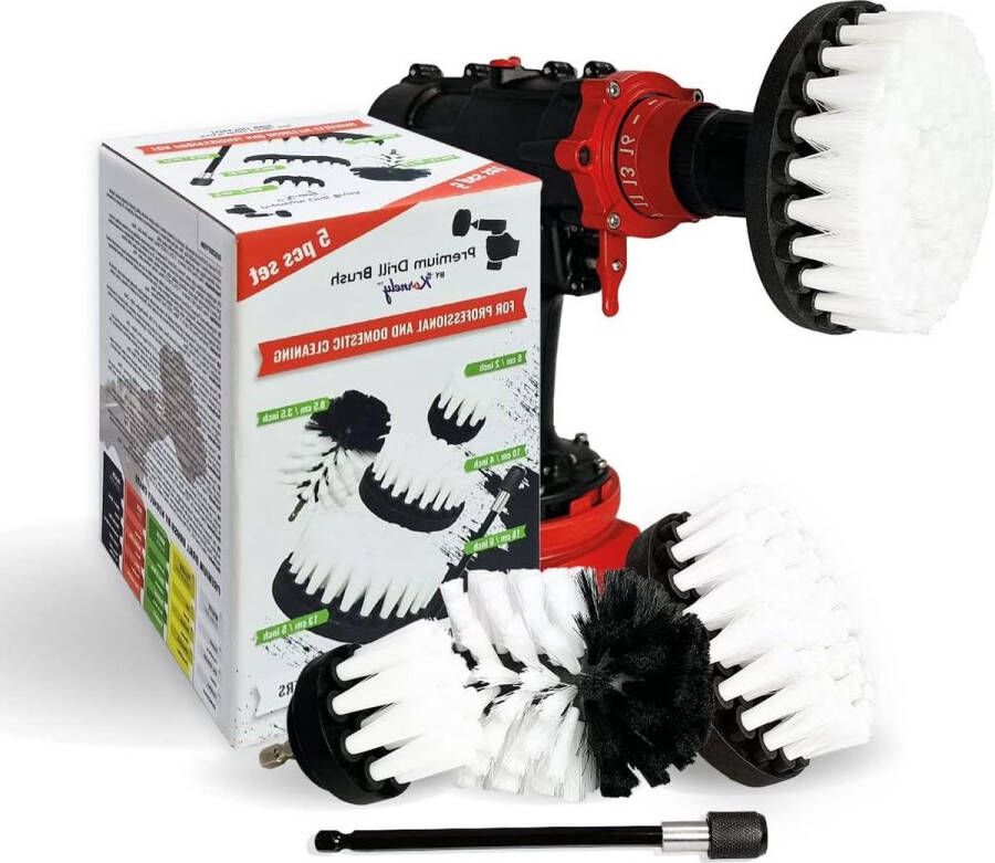Extra Zachte Boorborstel Set 5 Stuks Professionele Power Scrubber Voor Tapijt Leer Stoffering Meubels Auto-interieur Glassreiniging