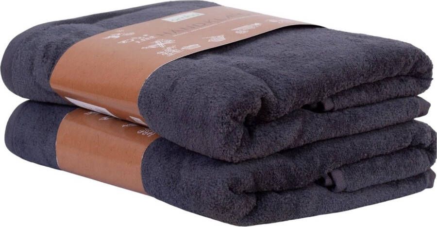Extra zachte handdoekenset 100% biologisch katoen 2 x handdoeken 50 x 100 cm Donker grijs