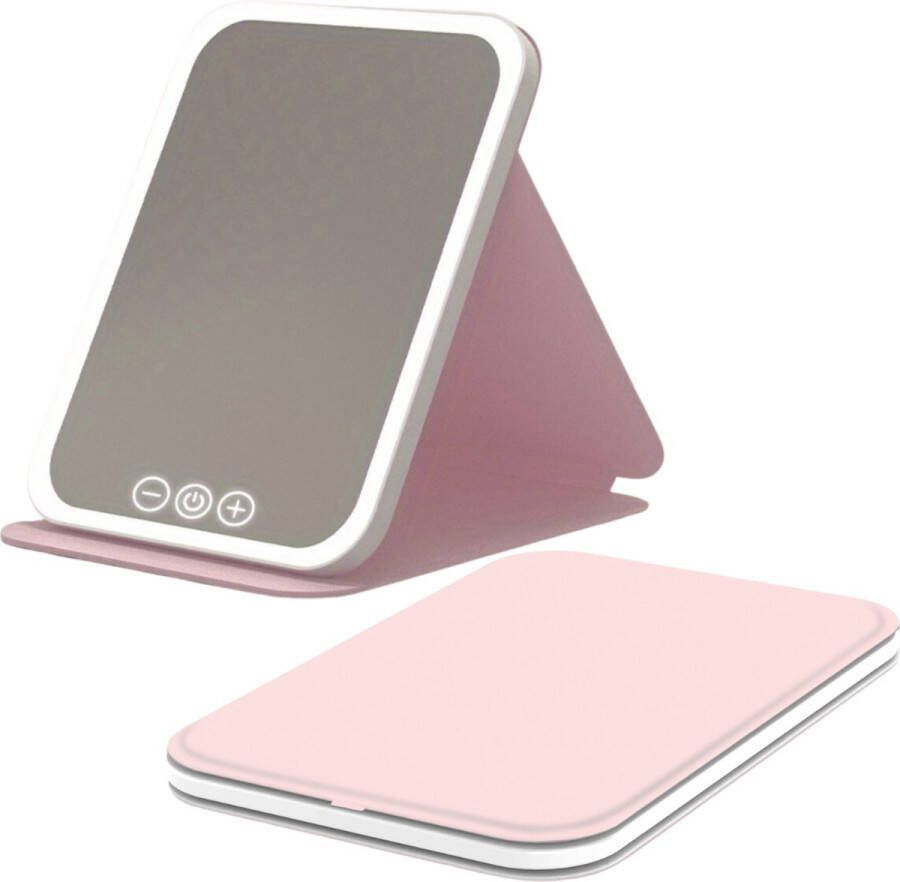 Eyelivery make up spiegel – Touchscreen – Make up spiegel met verlichting – Opvouwbaar – Kaptafel spiegel – 3 kleuren verlichting – Oplaadbaar – Vrouwen – Spiegel met licht – Spiegel – Scheerspiegel – Spiegellamp ROZE