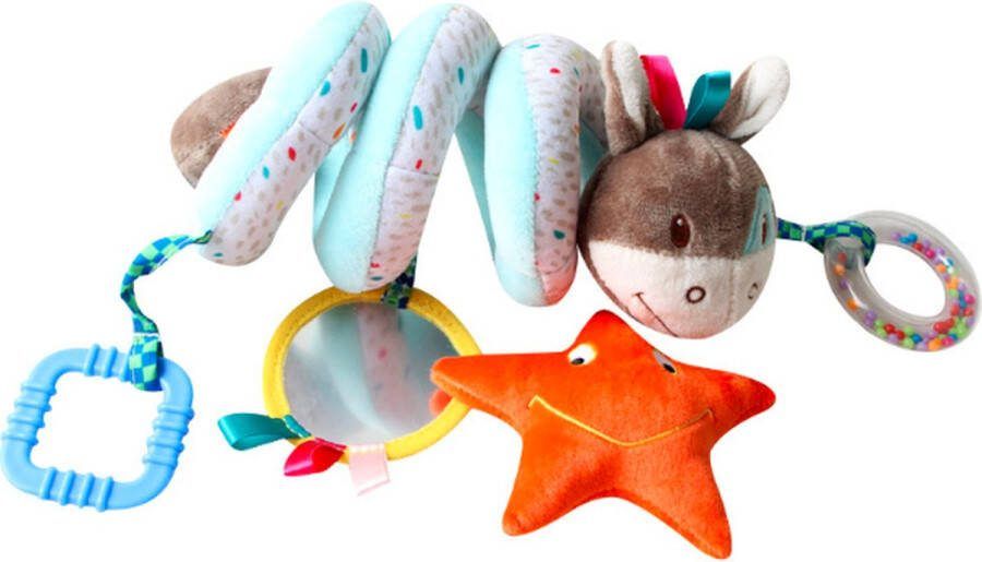 Ezel Baby Boxspiraal Peuter Kleuter Kraamcadeau Babyshower Babykamer Decor Speelgoed- Kinderen Kinderkamer- Kinderwagen Speeltje Activiteitenspiraal Bijtring Autostoelspeeltje Jongen & Meisje Baby knuffels