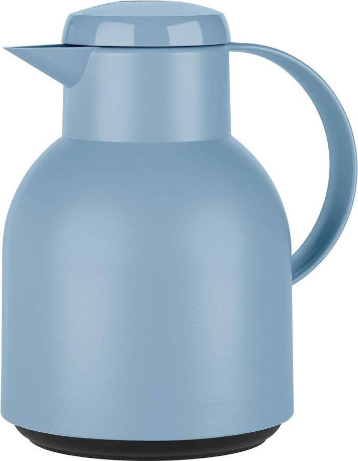 F40101 Thermoskan 1 liter Quick Press-sluiting 100% dicht 12 uur warm 24 uur koud poederblauw