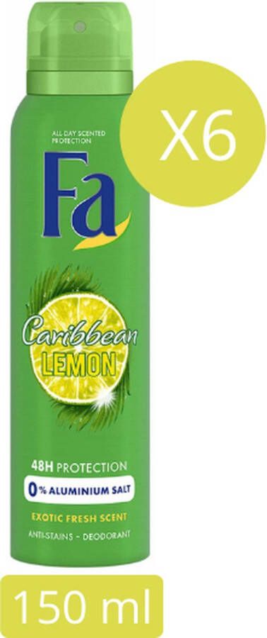 Fa Caribbean Lemon Deodorant 6 x 150 ml