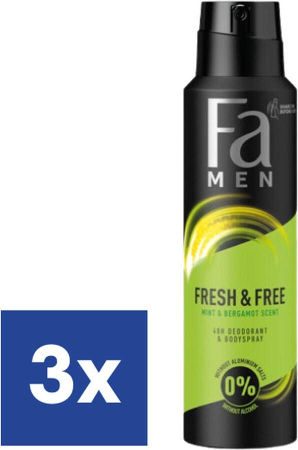 Fa Men Fresh & Free Minz & Bergamotte Deo Spray 3 x 150 ml
