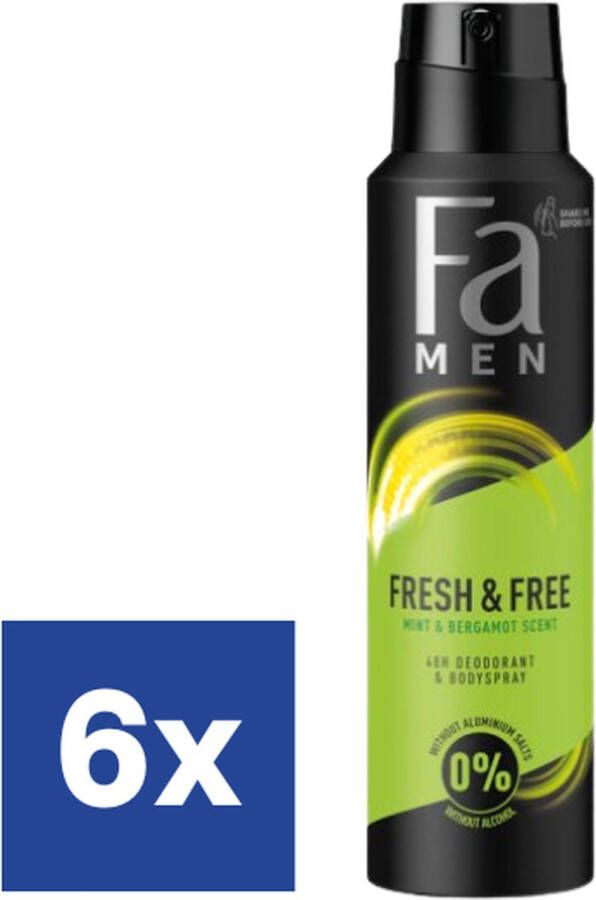 Fa Men Fresh & Free Minz & Bergamotte Deo Spray 6 x 150 ml