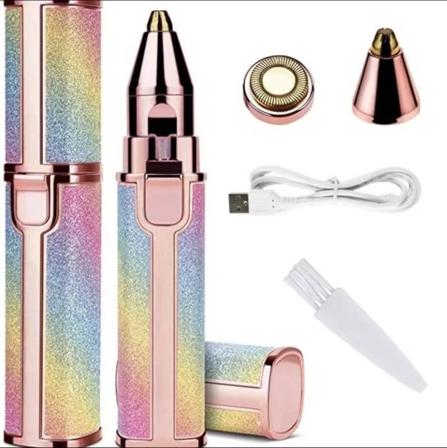 Facial Hair Remover voor Dames 2 in 1 Elektrische Wenkbrauw Trimmer & Face Hair Remover met Ledlicht Professional Face Hair Trimmer Oplaadbaar Pijnloos Elektrische Epilator voor Gezicht Benen Oksel Neus Armen Bikinilijn en Wenkbrauw