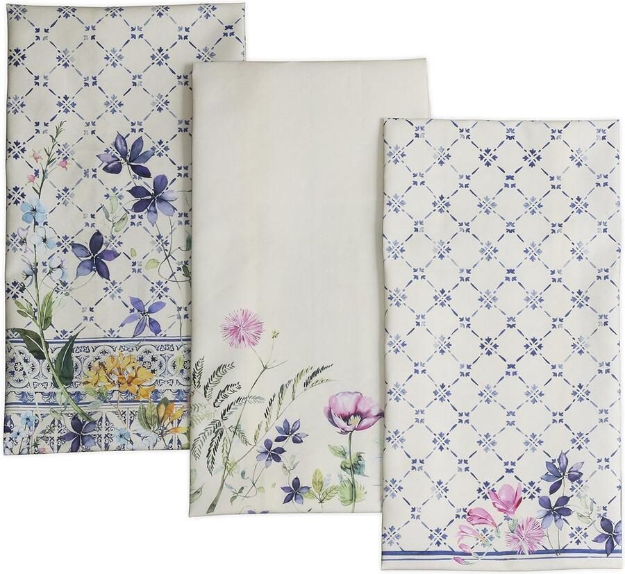 Faience 100% katoen set van 3 multifunctionele keukenhanddoeken barhanddoeken lente zomer 50 cm x 70 cm