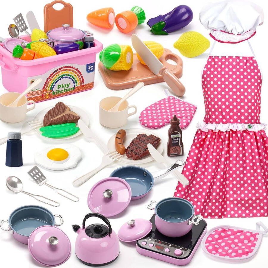 Fairytales Kinderkeuken accessoires servies groenten fruit om te snijden voor kinderen Speelkeuken poppenkeuken modderkeuken accessoires Outdoor keukenspeelgoed