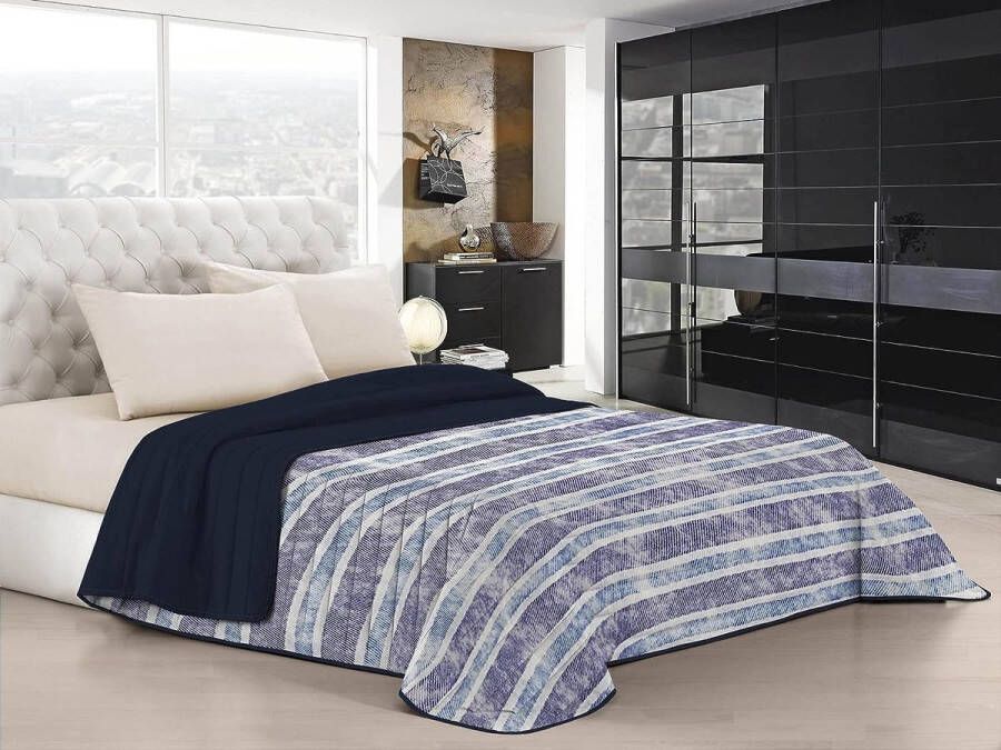 Fantasie doubleface zomerdekbed 170x270cm jeansstrepen microvezel eenpersoons