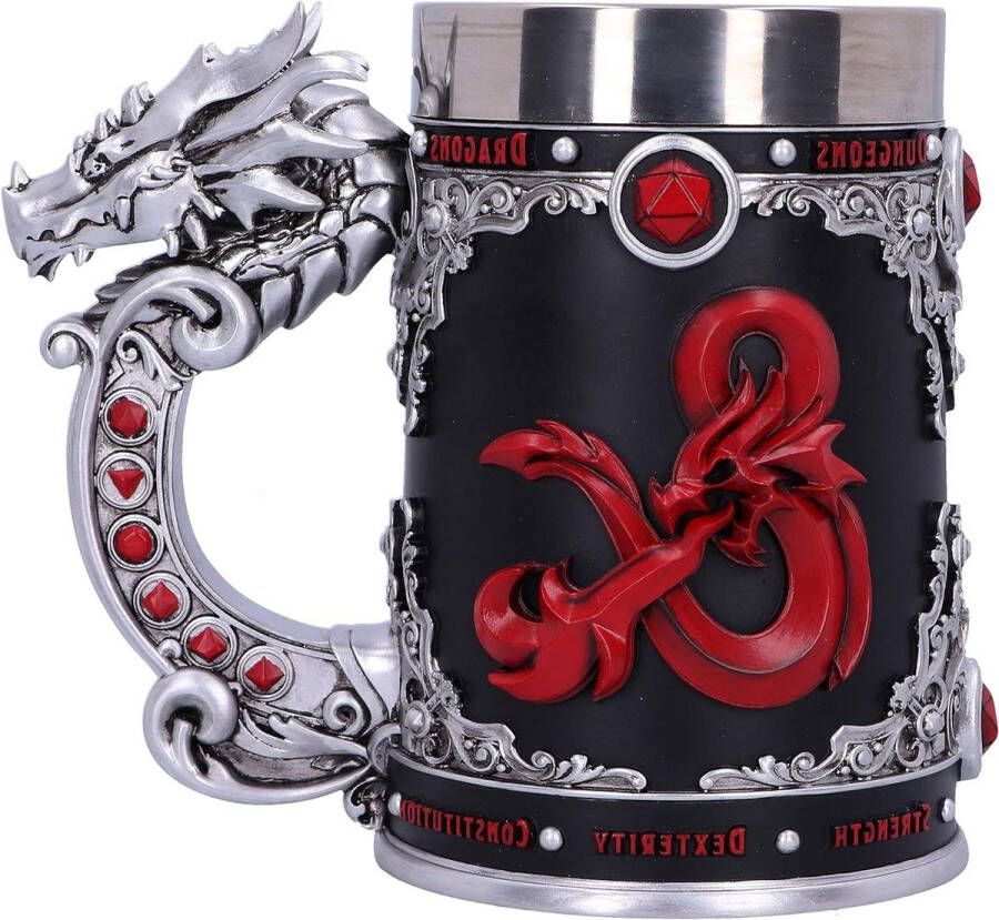 Fantasy Rollenspel Tankard Polyresin Zwart D20 Die 1 Count