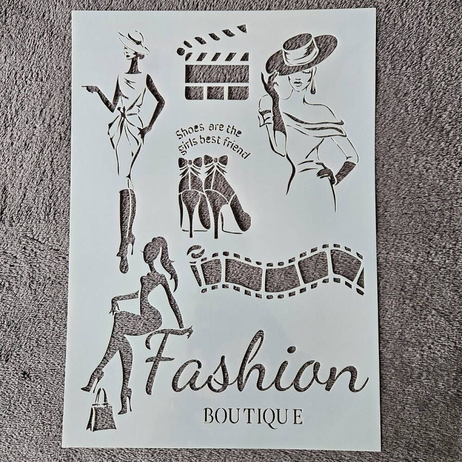 Fashion boutique hobby stencil A4 herbruikbaar kaarten maken scrapbooking knutselen