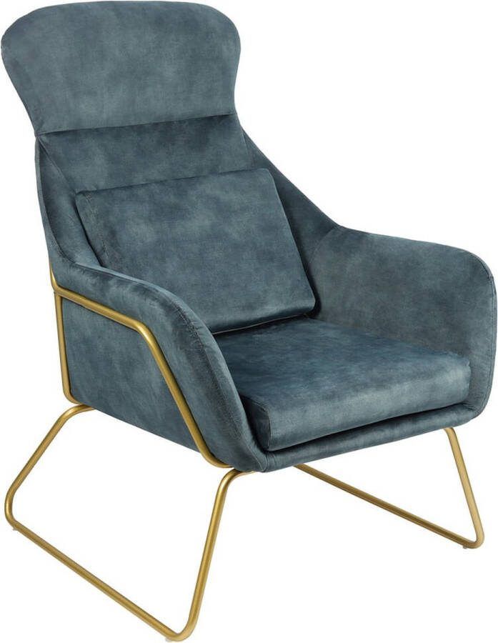 Fauteuil Adriana Blauw Fluweel Zithoogte 40 cm Zitdiepte 53 cm