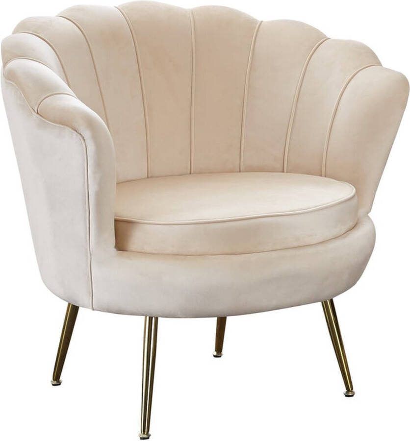 Fauteuil Chanelle Beige Velours Zithoogte 44 cm Zitdiepte 56 cm