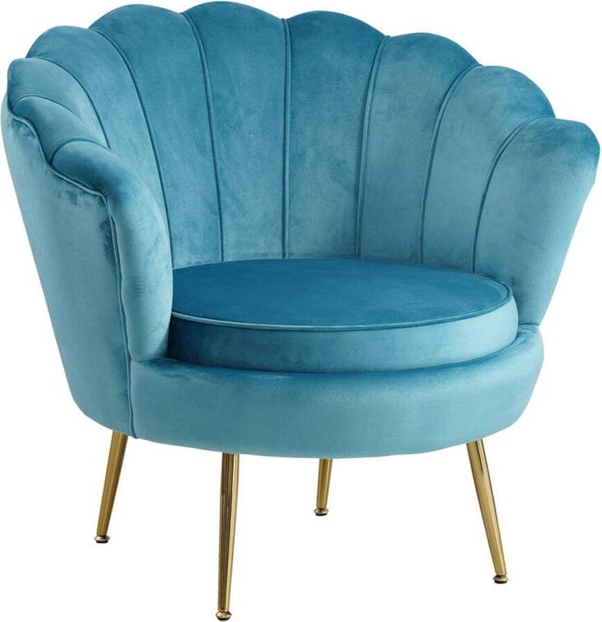 Fauteuil Chanelle Blauw Velours Zithoogte 44 cm Zitdiepte 56 cm