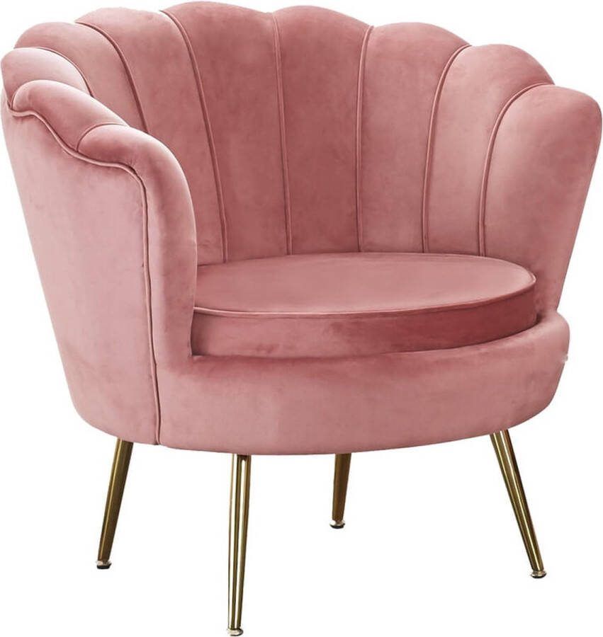 Fauteuil Chanelle Roze Velours Zithoogte 44 cm Zitdiepte 56 cm