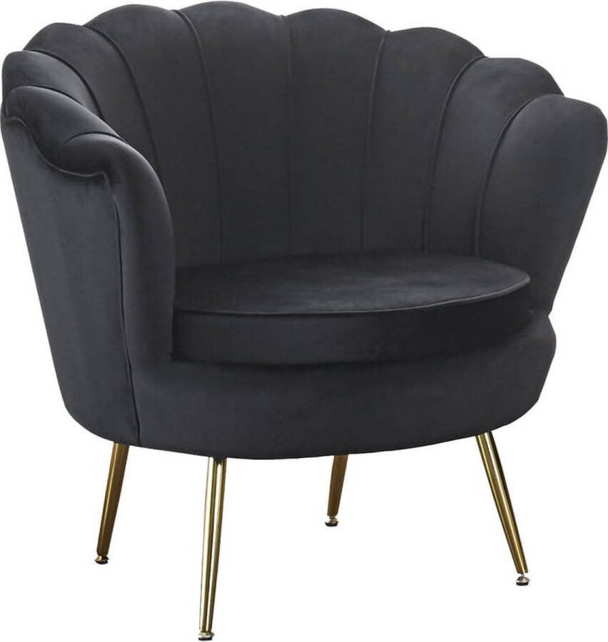 Fauteuil Chanelle Zwart Velours Zithoogte 44 cm Zitdiepte 56 cm