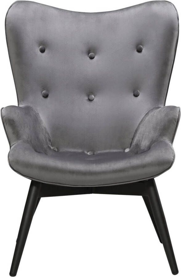 Fauteuil Christine Grijs Fluweel Zithoogte 40 cm