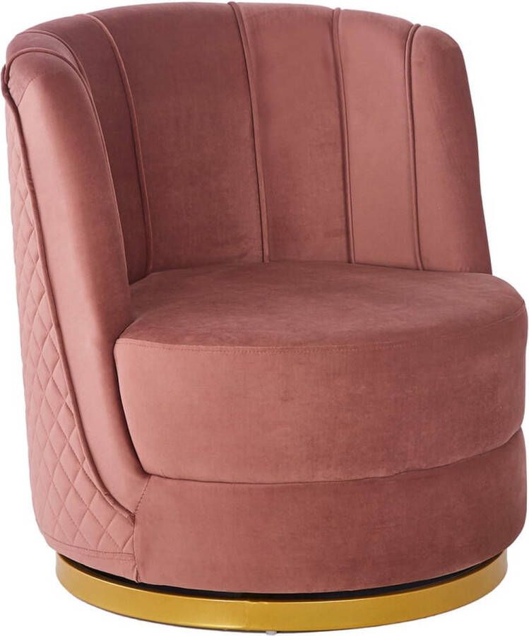 Fauteuil Feline Roze Fluweel Zithoogte 42 cm Zitdiepte 57 cm
