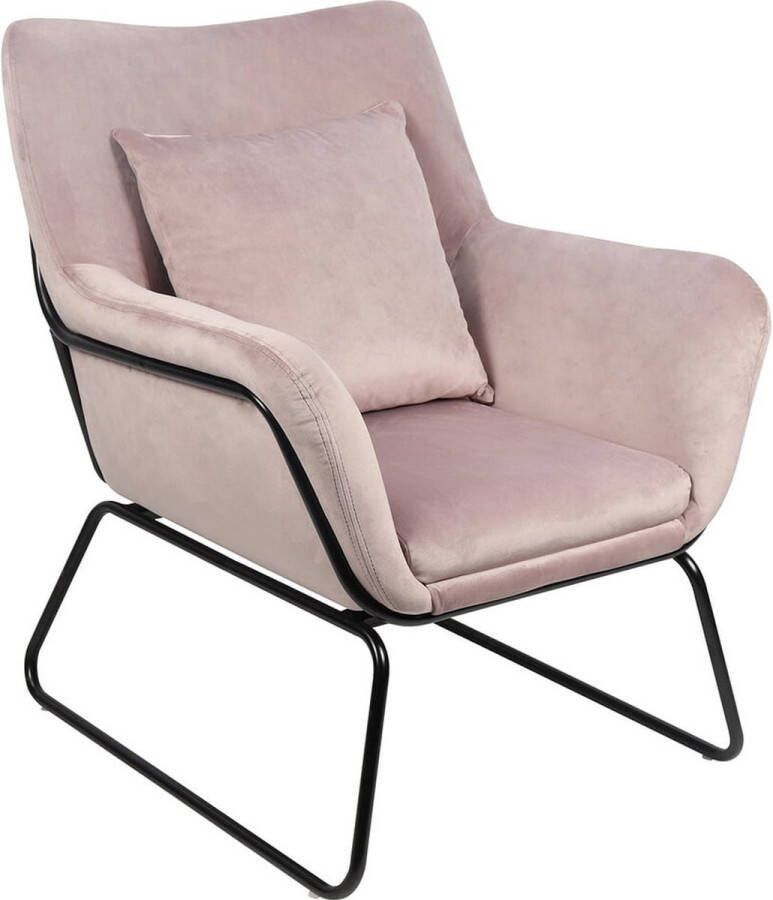 Fauteuil Gwen Roze Fluweel Zithoogte 40 cm Zitdiepte 55 cm