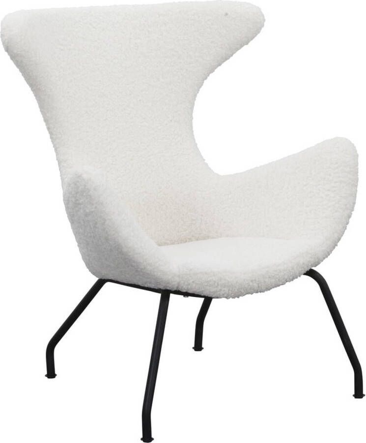 Fauteuil Kylie Wit Stof Zithoogte 37 cm Zitdiepte 47 cm