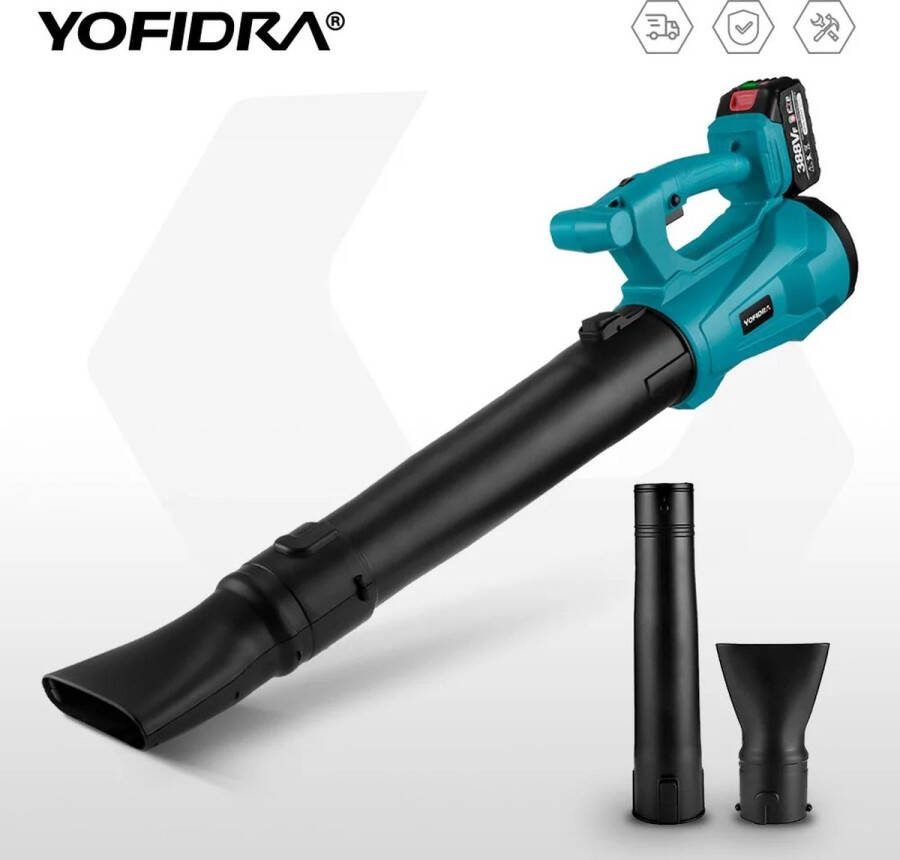 Fayb Bladblazer Elektrische bladblazer Sneeuwblazer Vuilblazer Stofblazer Draadloos 6 versnellingen Inclusief 2 accu's Geschikt voor Makita 18V batterij 2000W 18V 6.9m min