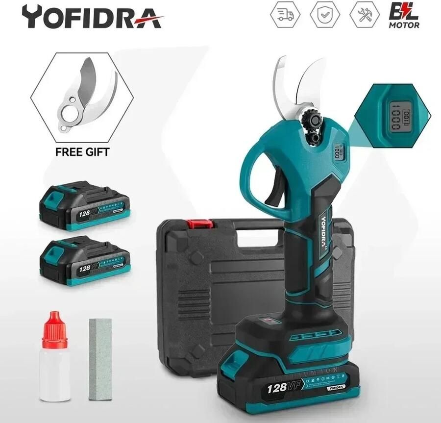 Fayb Snoeischaar Heggenschaar Elektrische snoeischaar Takkenschaar Inclusief 2 accu's 30mm 18V Lichtgewicht Voor Makita batterij