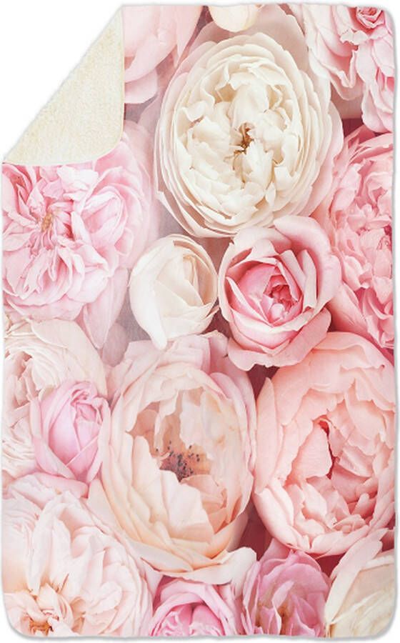 FD2023104 Fleecedeken Bloemen Rose rozen 96x146cm Polyester Sherpa