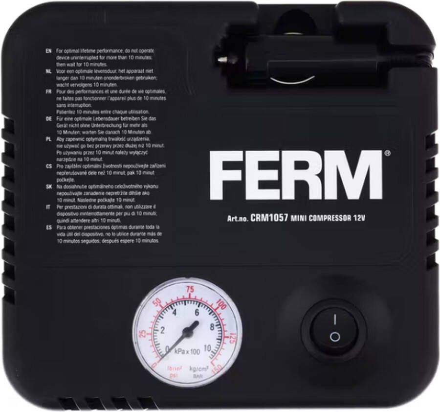 FERM Mini compressor 10 Bar 12 Volt