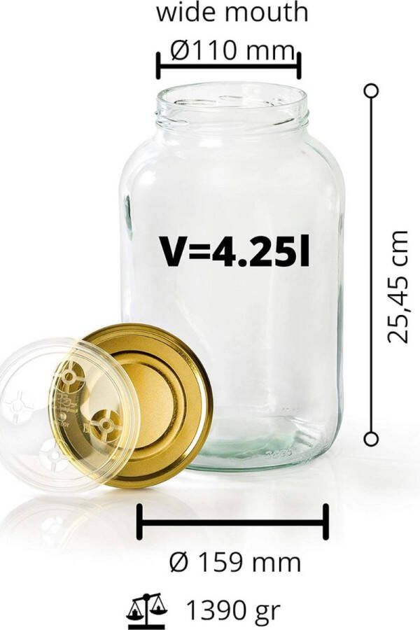 Fermentatiepot Fermenteren Fermentatie pot Zuurkoolpot Weckpot 2 stuks Must have voor het inmaken van groente!