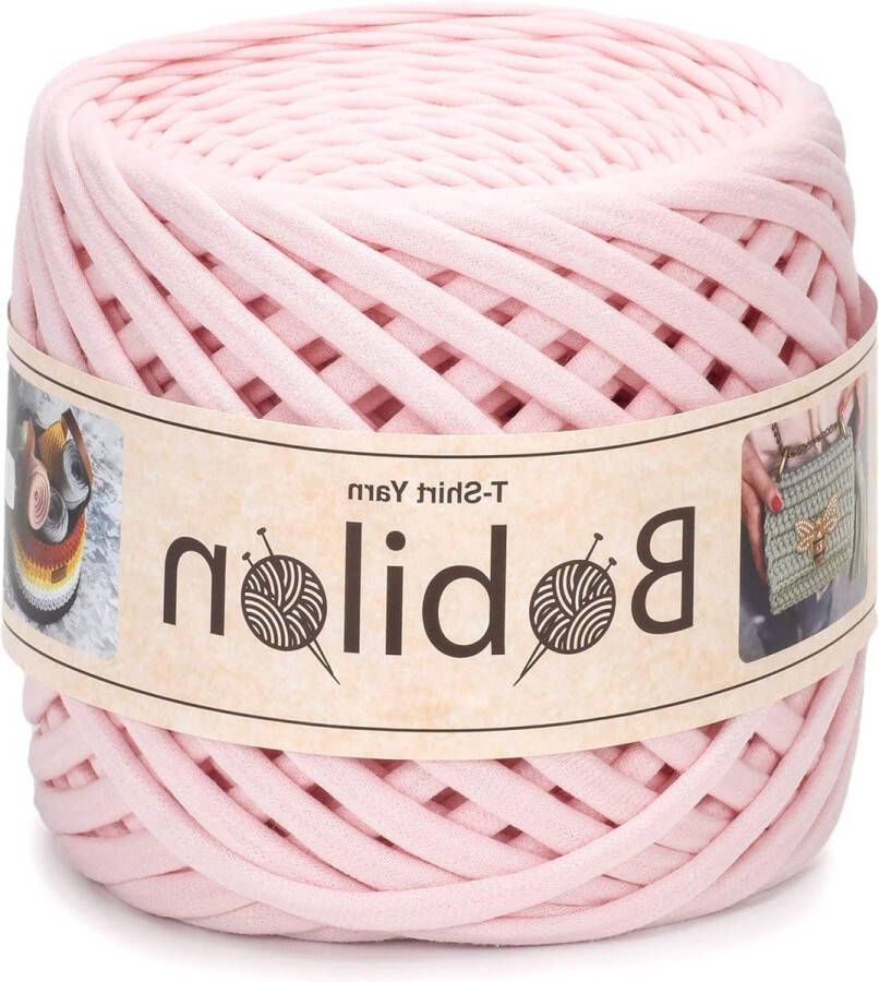 Fettuccini Style Crochet Knitting Yarn Ball T Yarn Organic Macrame Ribbon Yarn 100% Cotton Jersey Yarn in Blush Pink