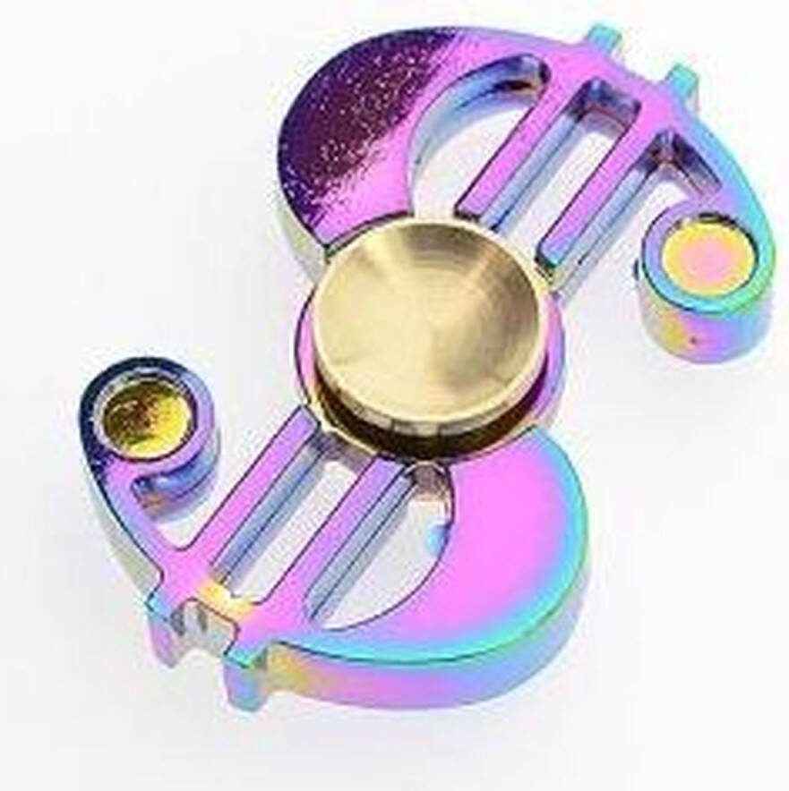 Fidget Spinner Dollar teken Rainbow Metal Handspinner in luxe verpakking