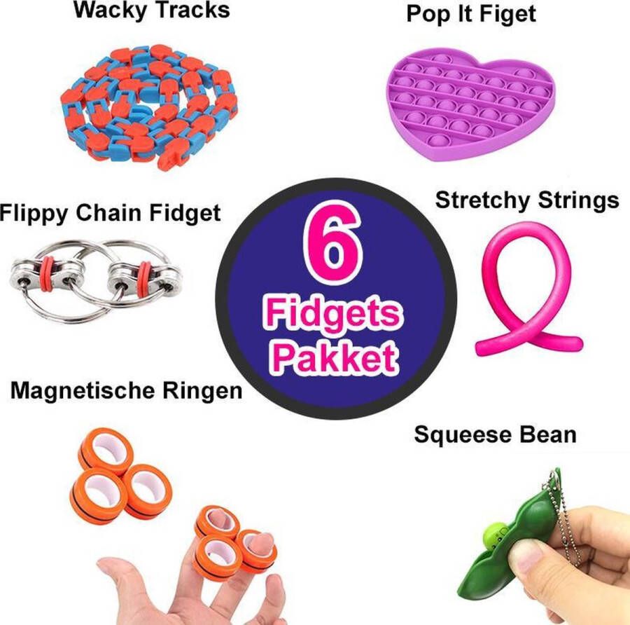 Fidget Toys Pakket Set met 6 verschillende Fidget Toys