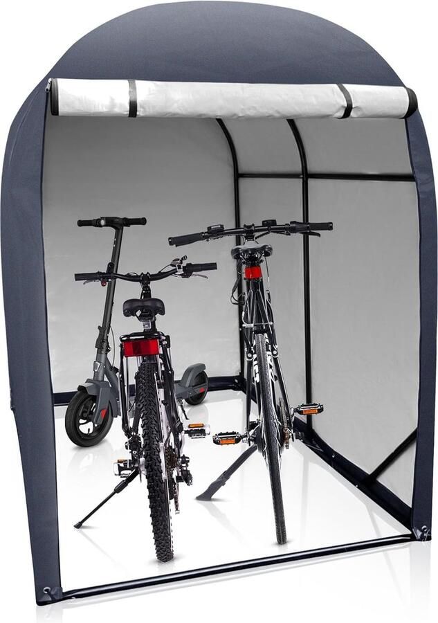 Fietsgarage voor 2 fietsen 34 m³ Fietsschuur tuinschuur motorgarage afvalcontainerbox tentgarage antraciet