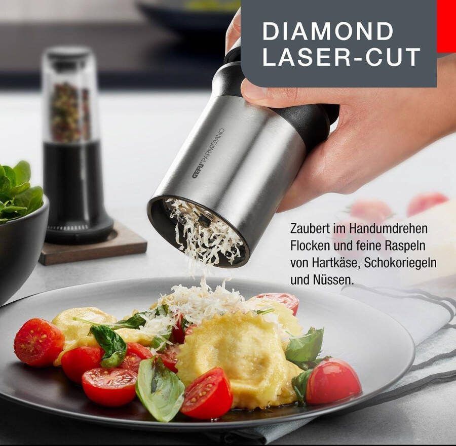 Fijn- en vlokkenschaaf kaasrasp van roestvrij staal met deksel opbergdoos keuken zilver zwart