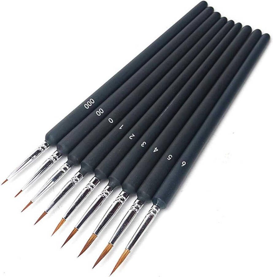 Fijne kwastenset Fijne Detail Penseel Set Verschillende Maten Ultrafijne Penselen voor Fijne Detaillering Kunst Schilderen Schaal Modellen Vliegtuig Kits Acryl & Nail Miniaturen Olieverf Aquarel