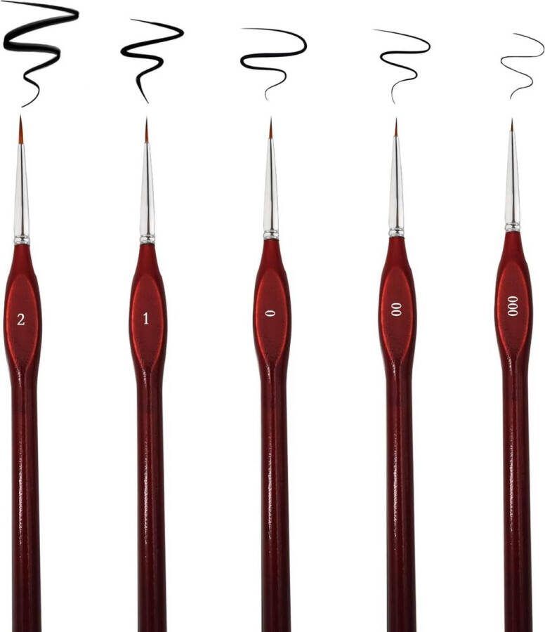 Fijne kwastenset Fijne Detail Penseel Set Verschillende Maten Ultrafijne Penselen voor Fijne Detaillering Kunst Schilderen Schaal Modellen Vliegtuig Kits Acryl & Nail Miniaturen Olieverf Aquarel