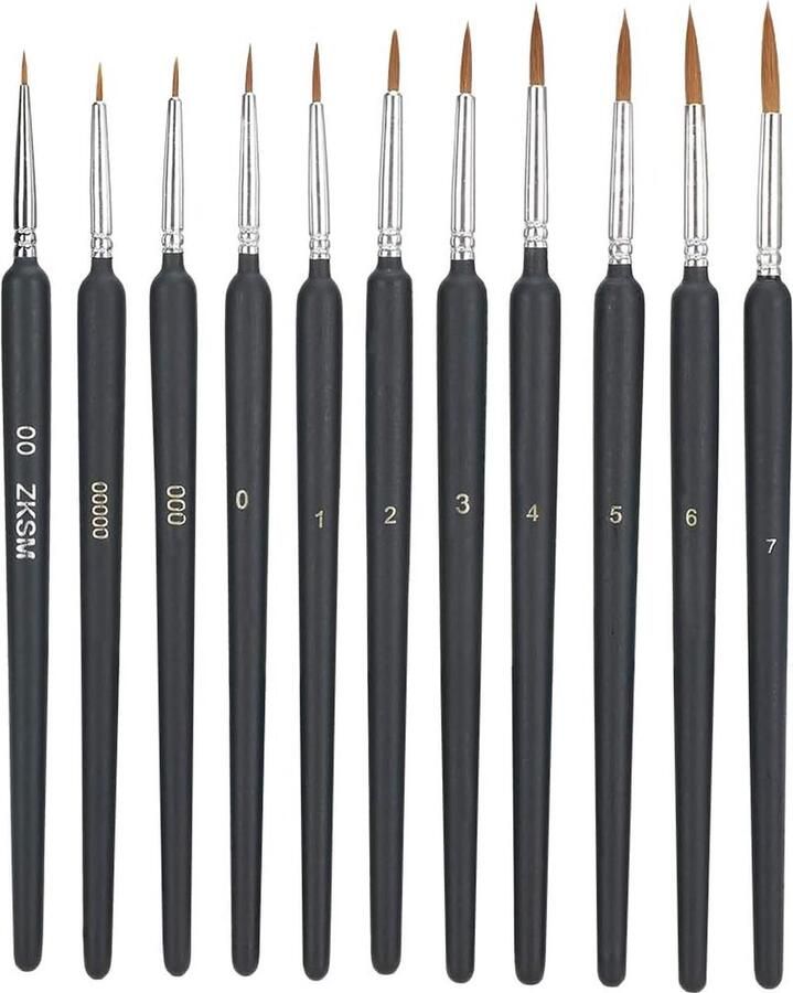 Fijne kwastenset Fijne Detail Penseel Set Verschillende Maten Ultrafijne Penselen voor Fijne Detaillering Kunst Schilderen Schaal Modellen Vliegtuig Kits Acryl & Nail Miniaturen Olieverf Aquarel