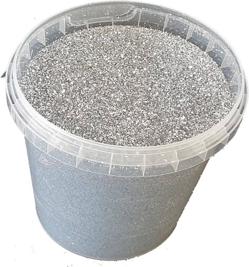 Fijne zilverkleurige glitters 400 gram in emmer Maat: 1 64 0 6 mm 15 Hex