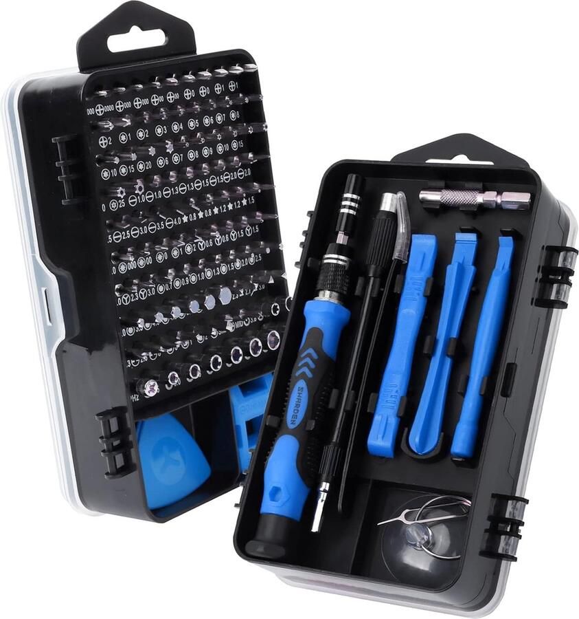 Fijnmechanische schroevendraaierset 122 in 1 mini-precisiegereedschapsset met Torx T2 T5 T6 T8 T9 reparatieset voor mobiele telefoons voor horloge pc bril PS camera iPhone met 1 magnetische pad
