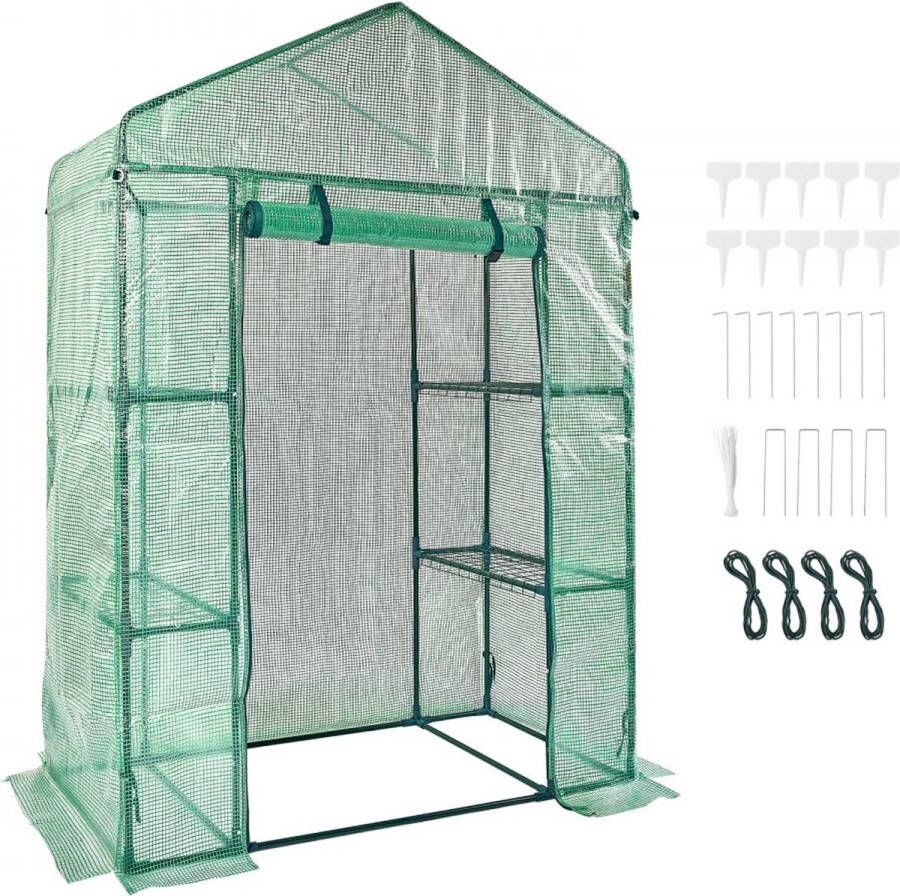 Filmkas 141x74 5x205cm tomatenkas 15kg draagvermogen kas tuinhuis koud frame PE materiaal stalen buis tomatenkas groentekas met 4 planken plantenkas
