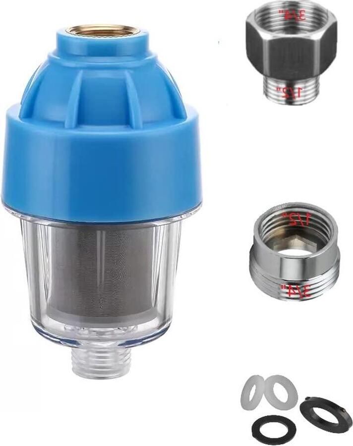 Filter tegen zand en roest voor wasmachine en vaatwasser 3 4 inch naar 1 2 inch kraanadapter fontein sedimentfilter 40 micron verwisselbare patronen bescherming tegen onzuiverheden waterfilter kraan