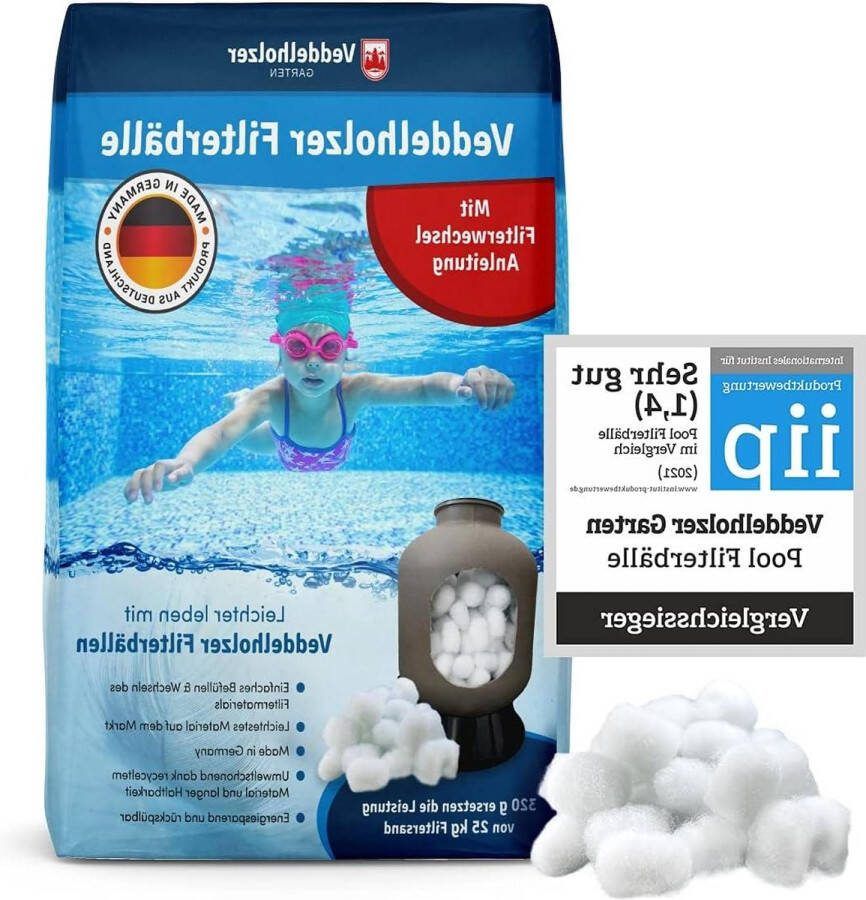 Filterballen lichtste materiaal voor zwembadfilter vervangt 25 kg filterzand Duitsland zwembadaccessoires zandfilterinstallaties besparing flockmiddel zout water geschikt 320g