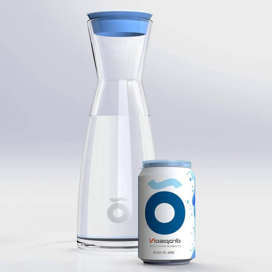 Filterkan Model CrystalDrink Glazen waterkan 1L met deksel in blauw + waterfilter voor kraan (nieuw)- Glazen waterkan 1L met deksel in blauw + waterfilter voor kraan (nieuw) Model CrystalDrink waterfilter kraan