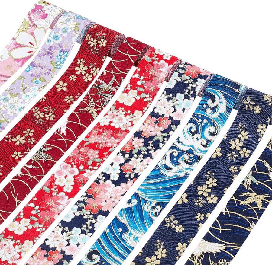 FINGERINSPIRE Katoenen lint van Japanse kimono-stijl 9 kleuren breed geborduurd lint voor doe-het-zelf handgemaakte ambachten geschenkverpakking feestdecoraties haarstrikken knutselen en naaien